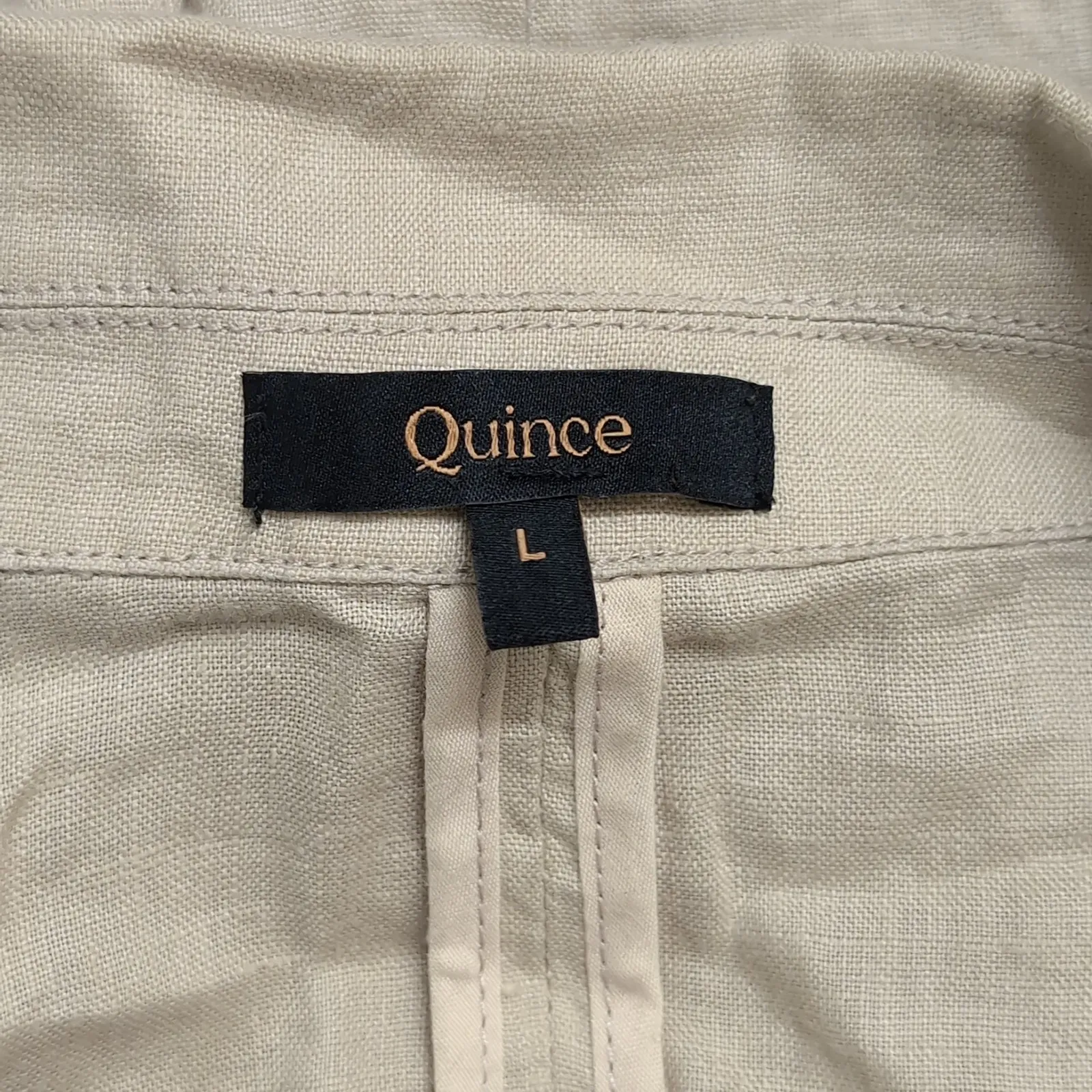 Quince L 100% Linen Blazer Driftwood Tan Quiet Luxury Minimalist Jacket Size L - Image 7