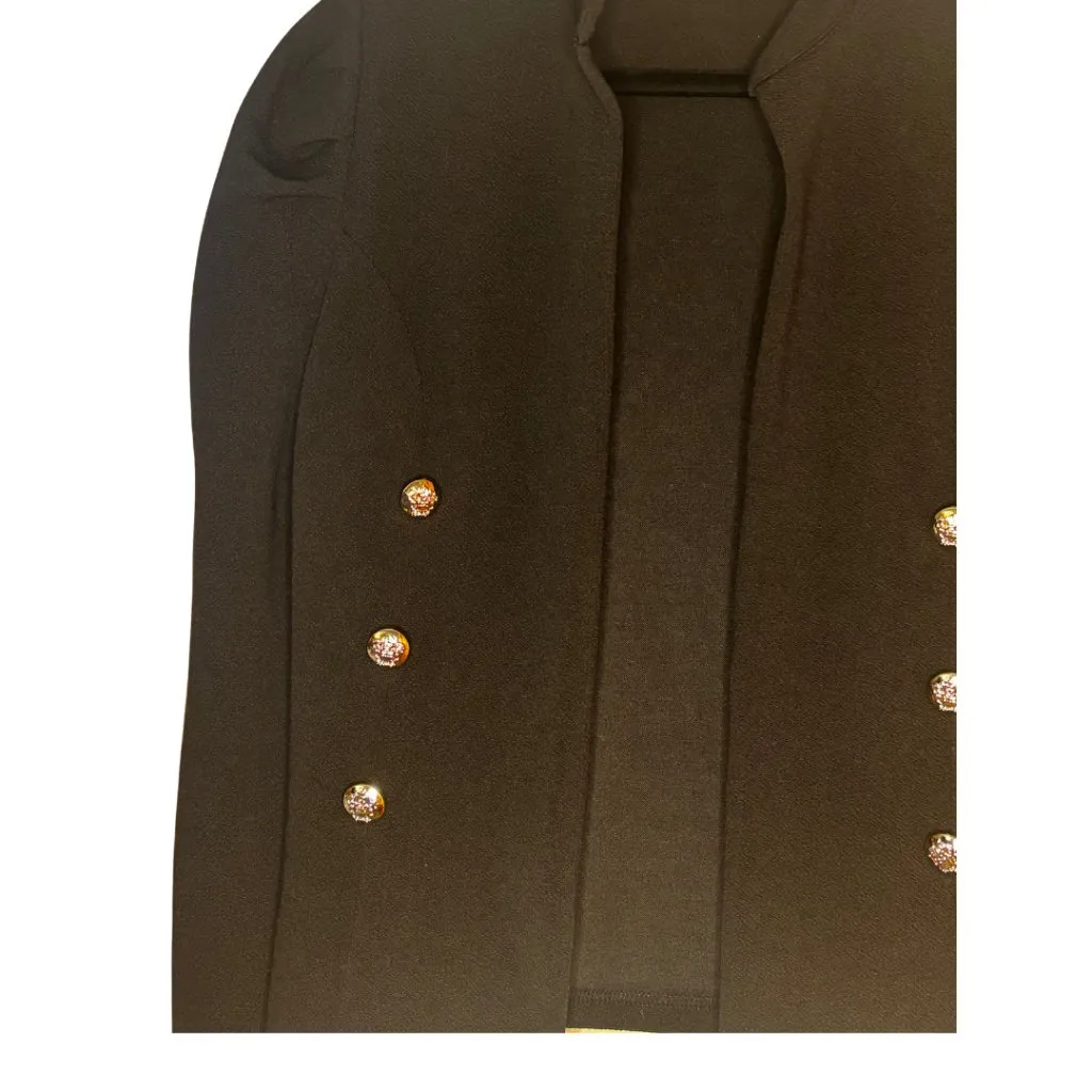 268. Black Faux Double Breasted Jacket | Size L | Classic Structured Outerwear Size L - Image 4