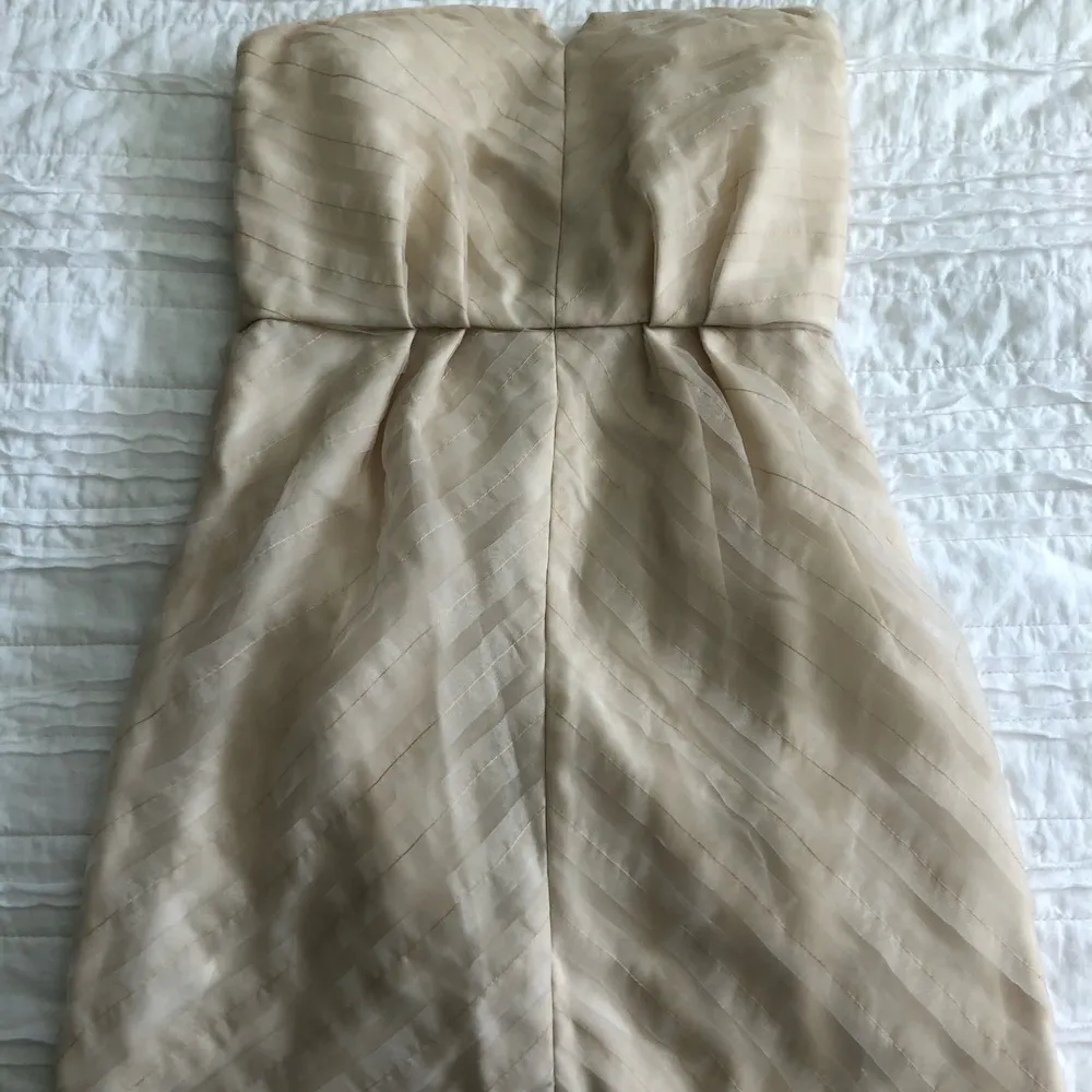 BCBGeneration Beige Strapless Tiered Mini Dress - Image 6