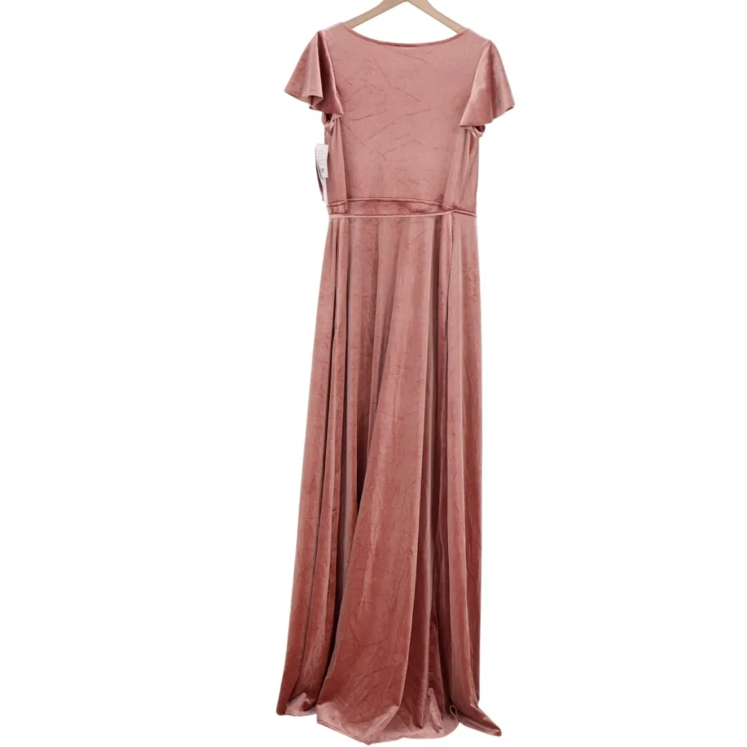 AFTER SIX Velvet Maxi Wrap Dress In Tawny Rose Size M - Image 8