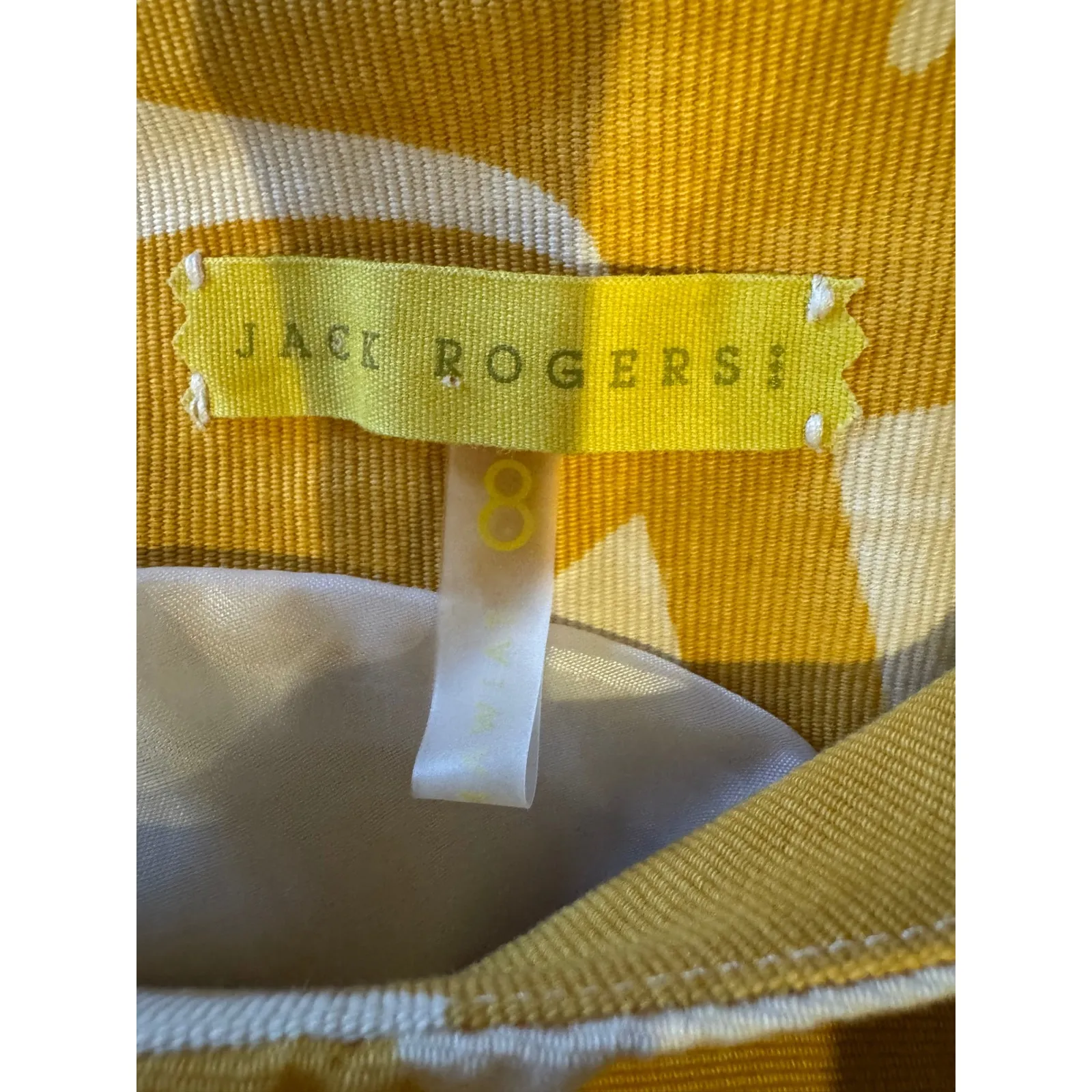 Jack Rogers Dress Women 8 Yellow White Floral Sleeveless Sheath Mini Boho Preppy - Image 8