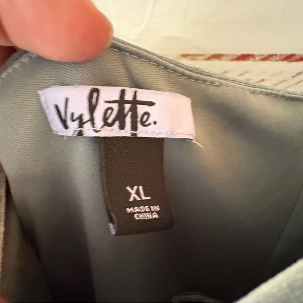 Babydoll Grayish green short dress puffy sleeves size XL Gray - Image 9