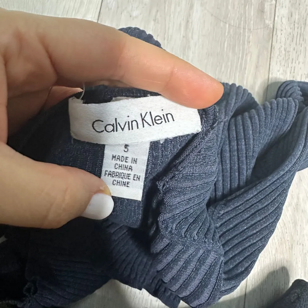 Vintage Calvin Klein silk blend long sleeve stretchy ribbed fitted v neck size s - Image 5