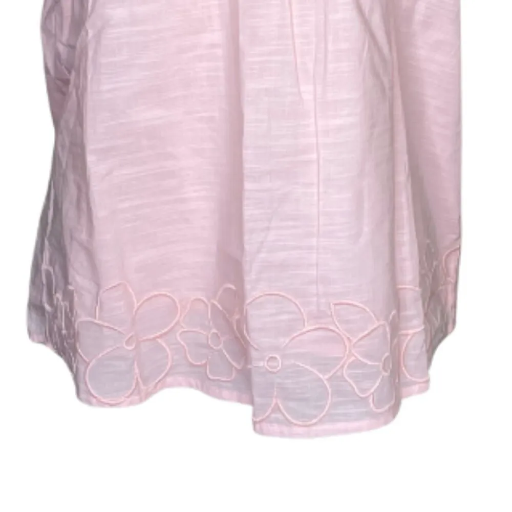Mira Eyelet Women's Lace Embroidered Floral Top Blouse Shirt Cottagecore Small Pink - Image 4