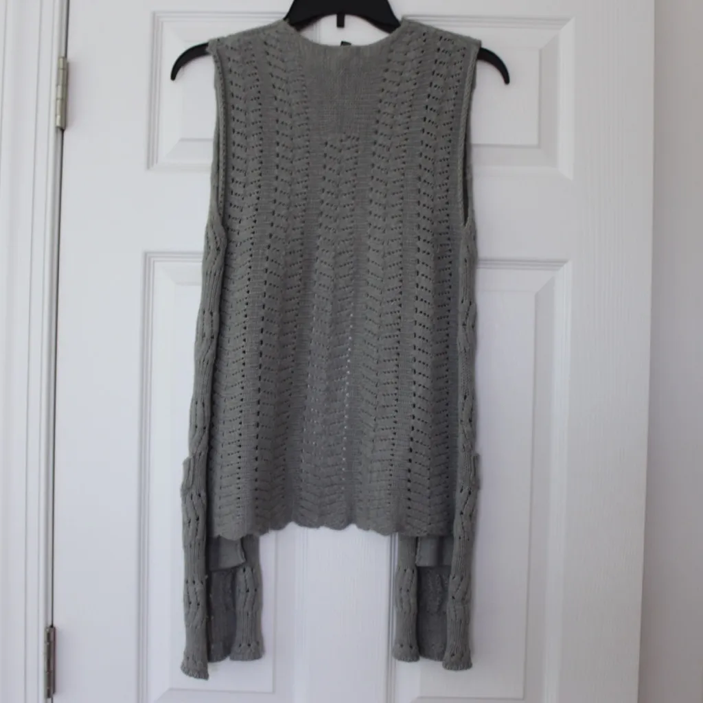 Fang | great open knit sleeveless cardigan Gray Size M - Image 3