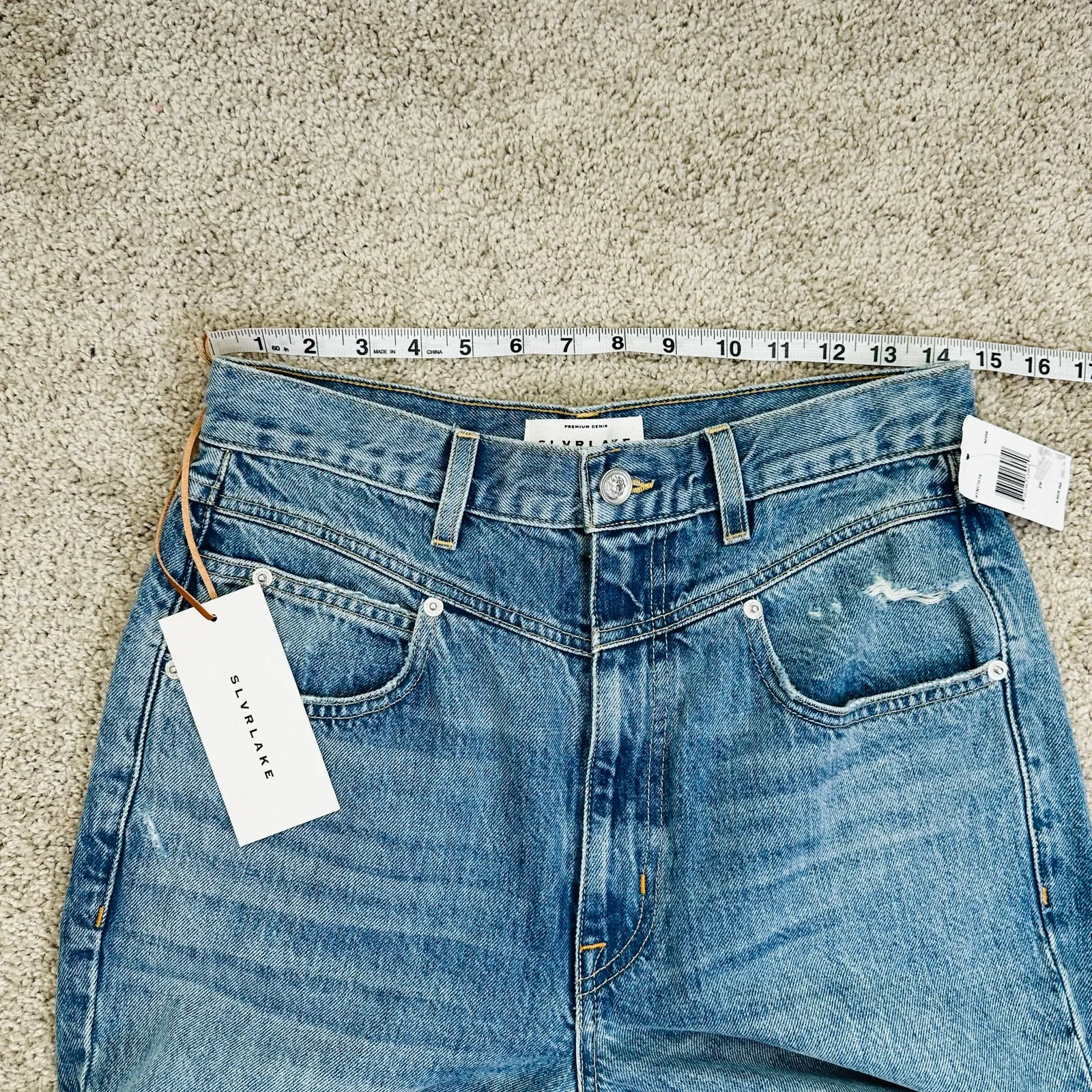 NEW SLVRLAKE Beatnik High Waist Jeans in Nashville Rebel Wash Size 29 Blue - Image 4