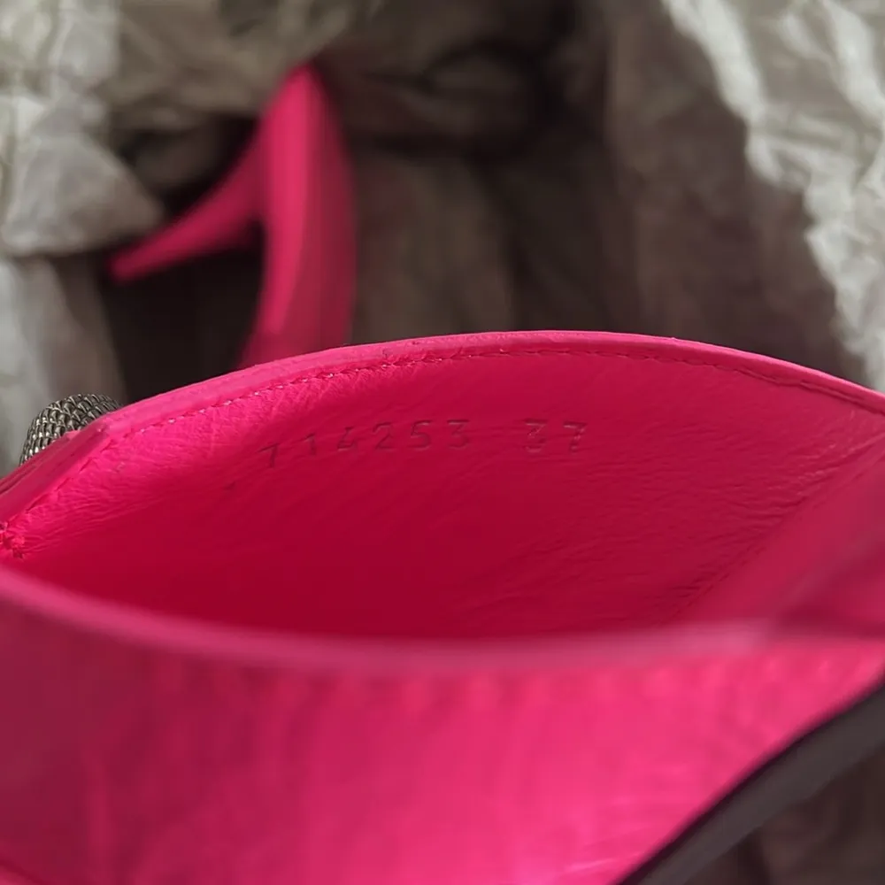 Balenciaga Cagole Pointed Toe Mules Mule in Fluo Pink/Aged Nickel, Size 37 NEW - Image 8