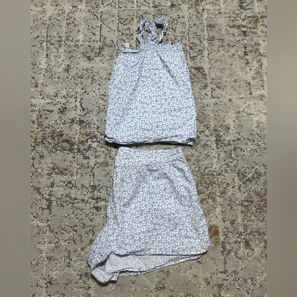 J. Crew Smocked Tank Pajama Set Soft blue White Womens 2XL Sleepwear XXL - Image 16