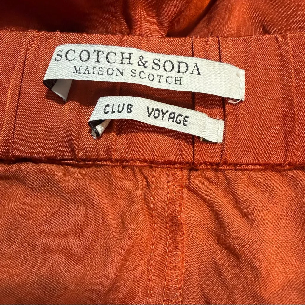 Scotch & Soda Popper Track Tear Away Satin pants rust orange women's S Small - Image 8