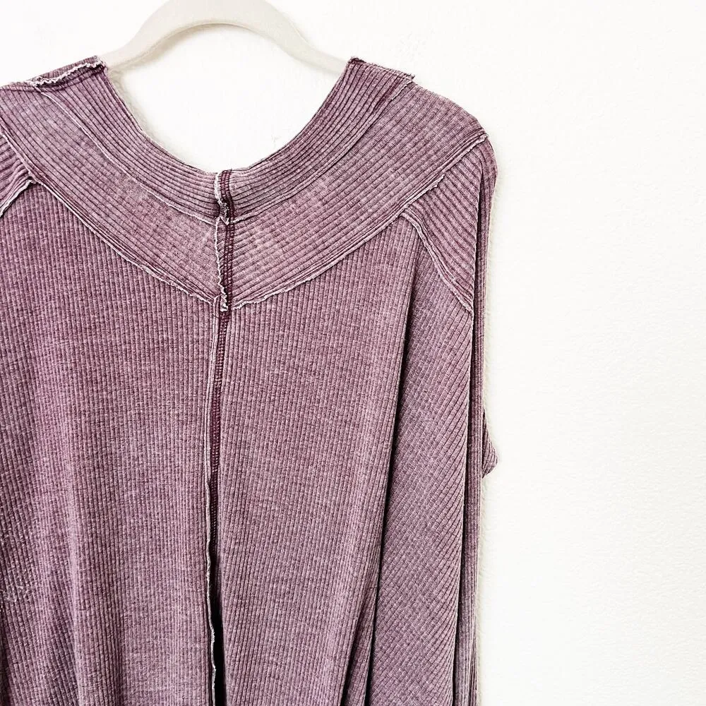 [Free People] Wine Purple Oceanview V-Neck Long Sleeve Oversized Thermal Top XS - Image 8