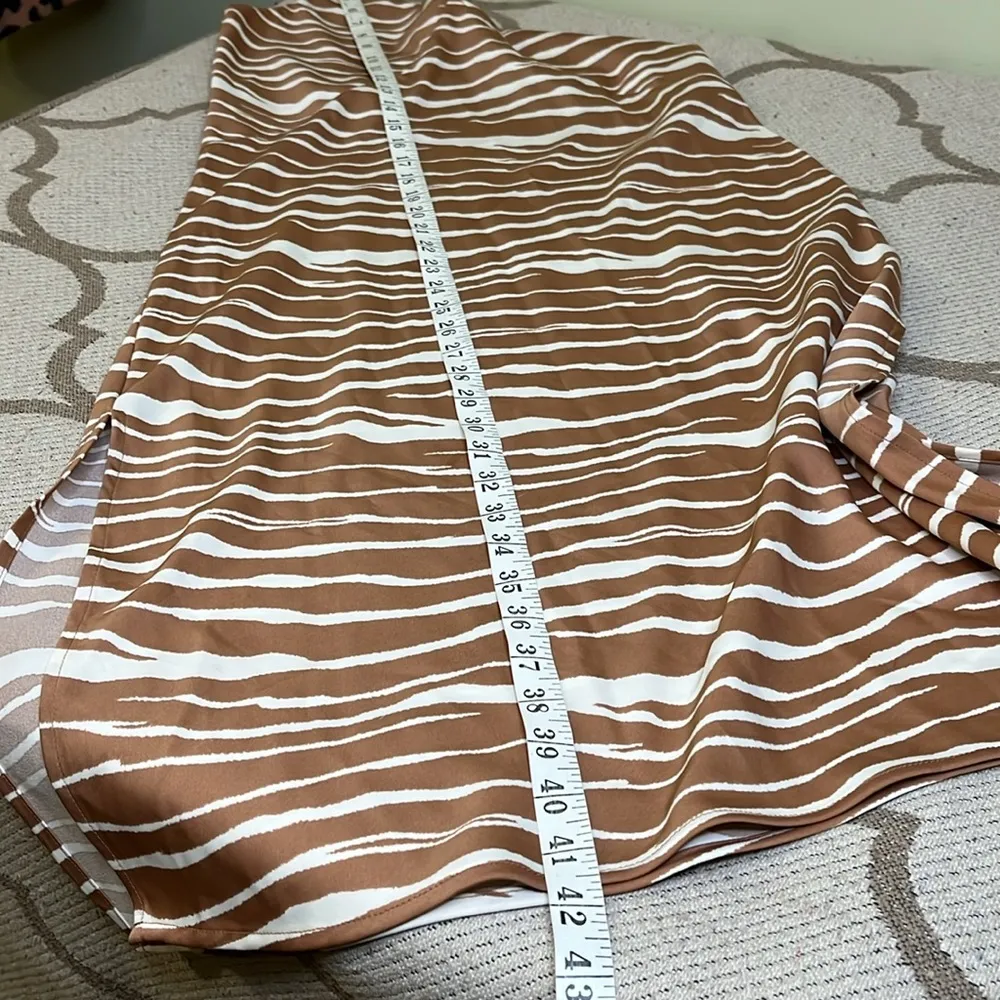 A New Day brown white midi side slits double v-neckline zebra print slip dress - Image 6