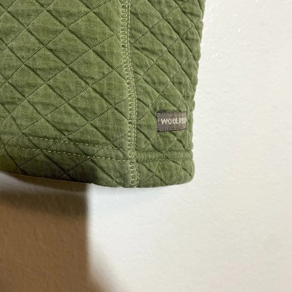 Woolrich Diamond Quilted Vest Cotton Full Zip Mock Neck Sage Green Small - Image 2