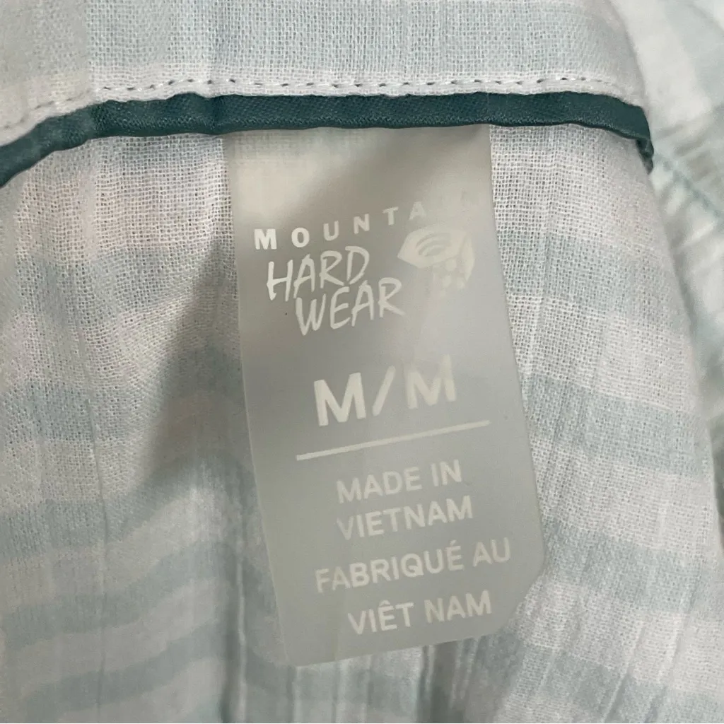 Mountain Hardwear Shirt Women Medium Striped White Blue Lightweight Long Sleeve - Image 3