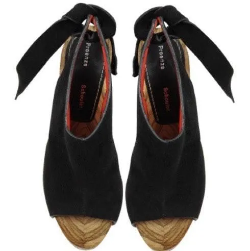 Black Suede Platform Sandal Sz7.5 Silver Size 7.5 - Image 4