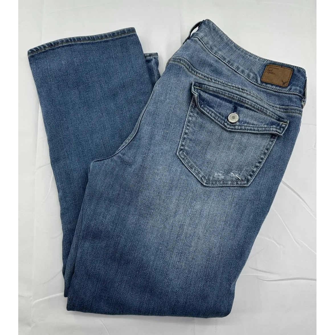 American Eagle Stretch Artist Distress Size 14 Regular Flip Button Pockets - Image 9