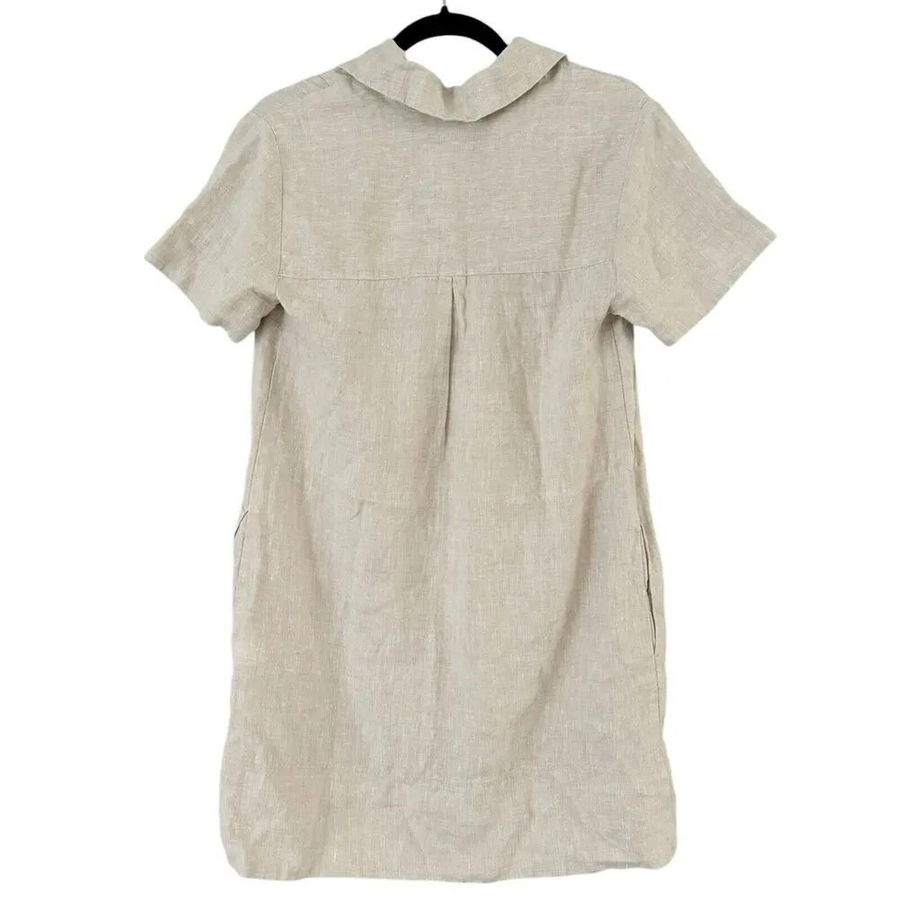 NWTlagenl Madewell V Neck 100% Linen Natural Undyed Mini Dress Women’s Size XS - Image 5