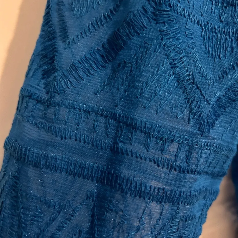 Chicos Sheer Embroidered Jacket Blue Size M Chicos 1 - Image 6