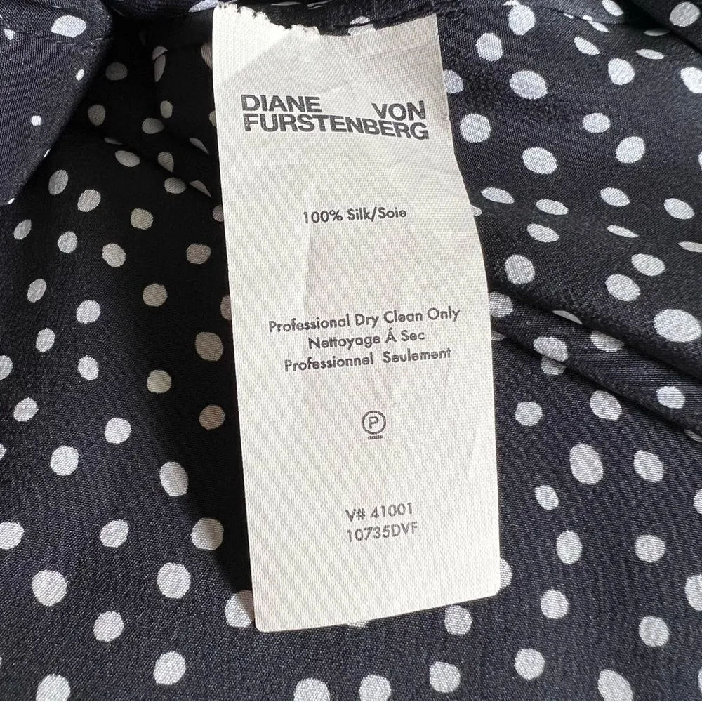 VTG Diane von Furstenberg 100% Silk Polka Dot Long Sleeve Button Up Dress M - Image 10