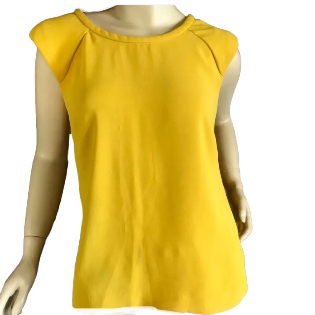 VIVIENNE VIVIENNE TAM CHARTREUSE YELLOW CAP SLEEVE PULL OVER TOP (S) - Image 3