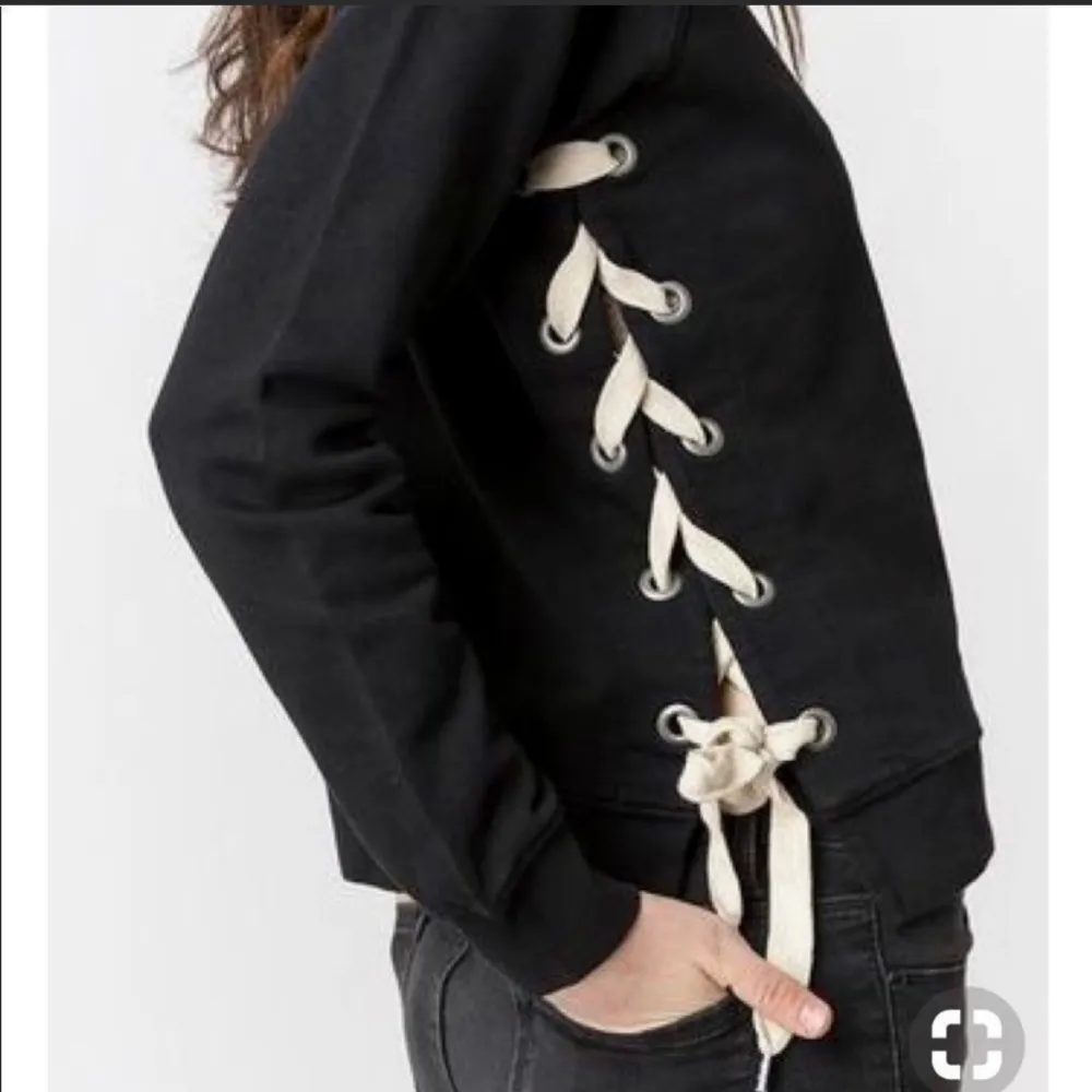 Sincerely Jules Side Lace Up Crewneck Sweatshirt in Black - Image 2