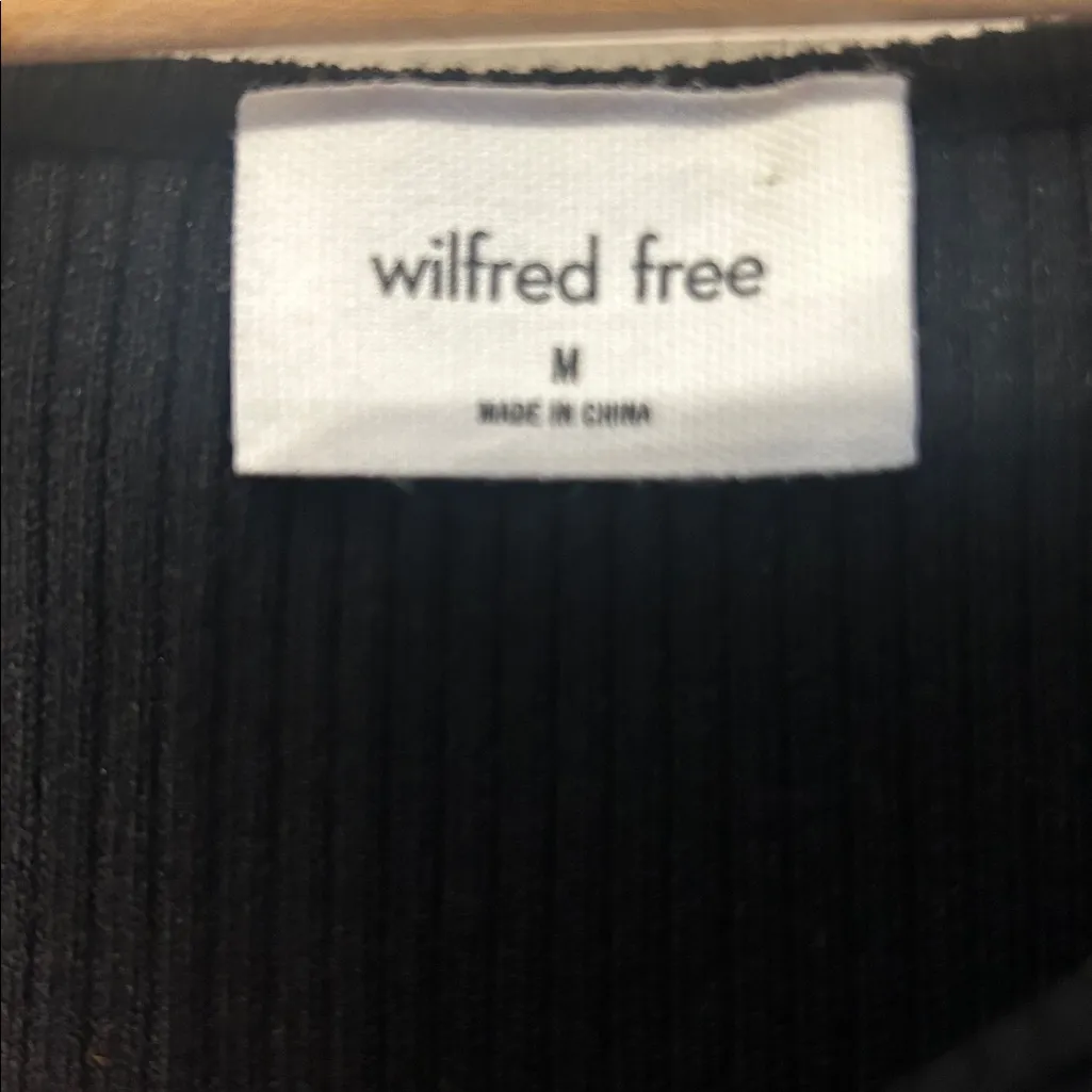 Wilfred Free Aritzia Black Ribbed Cutout Bodycon Dress Size M NWT - Image 2