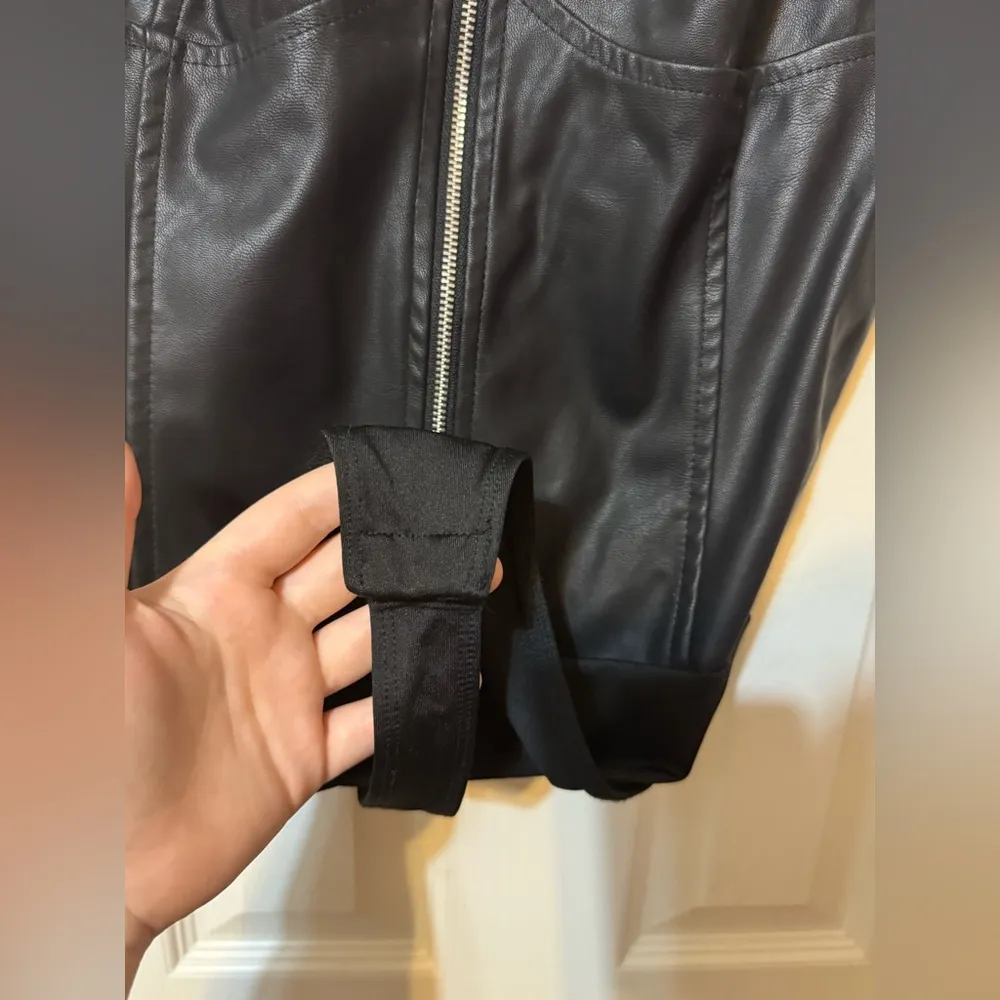 Guess Faux Leather Zip Up Bodysuit - Image 4