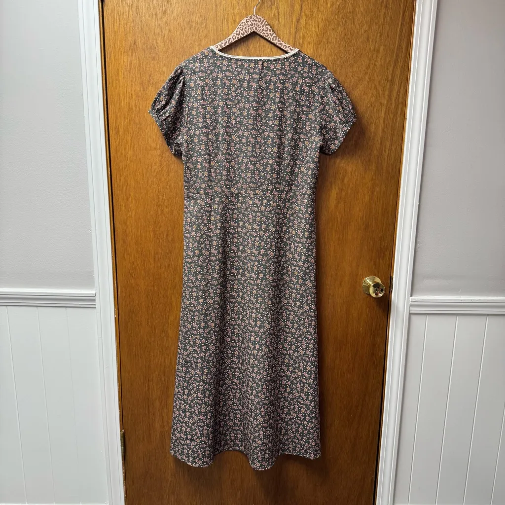 Natural Life Juliette Short Sleeve Midi Maxi Ditsy Floral Dress Gray Large - Image 13