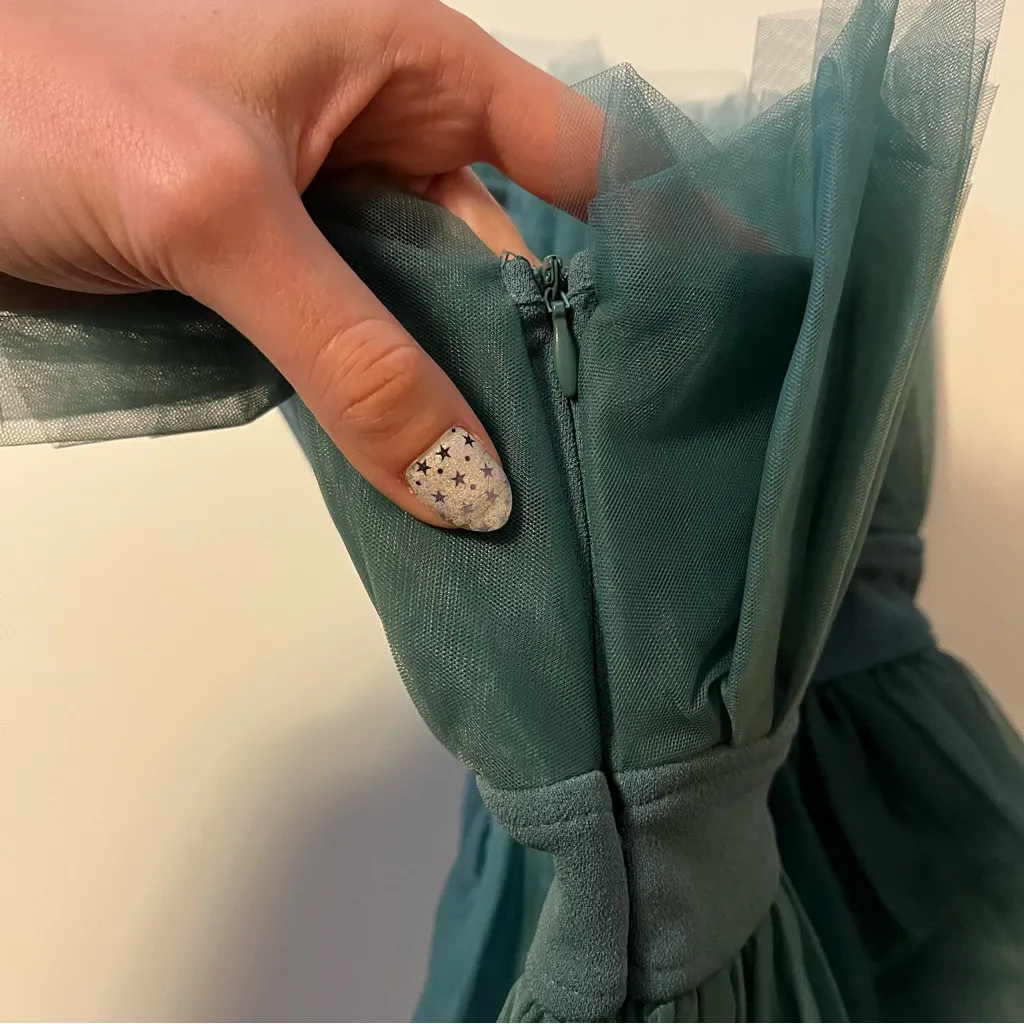 Sincerely Jules Teal Tulle Strapless Top Green - Image 6