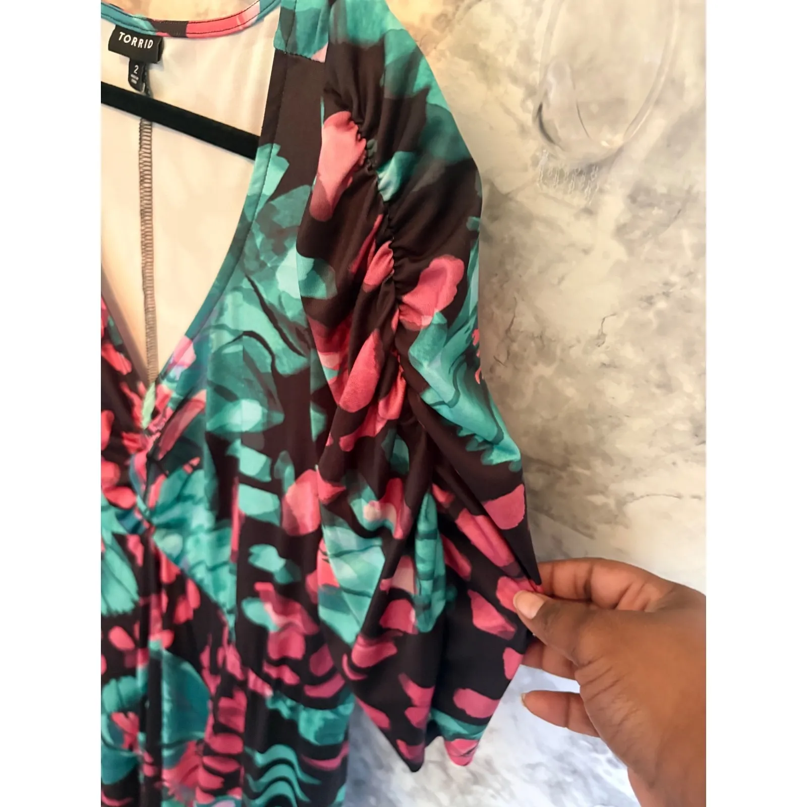 Torrid 2 Floral Butterfly Mini Studio Knit Cinch‎ Front Skater Dress 2x  18 20 - Image 10