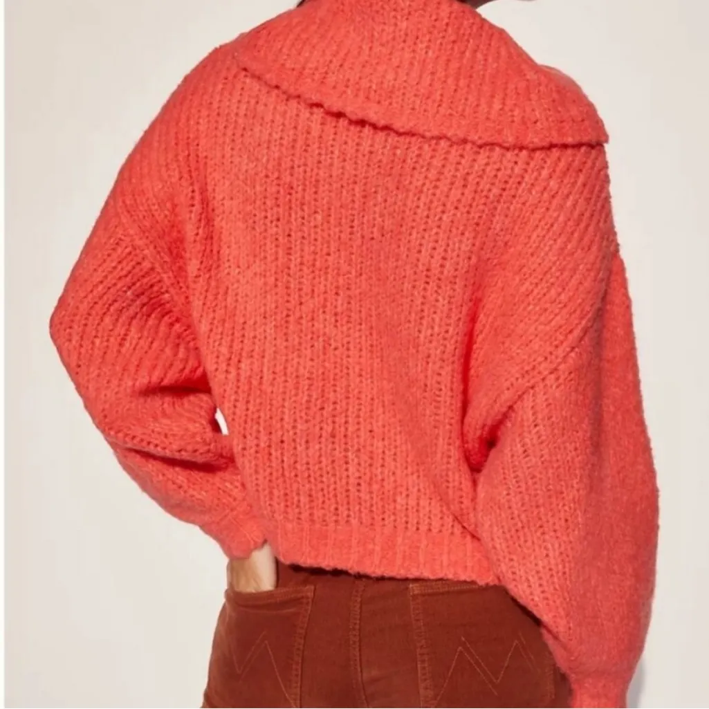 Pilcro Anthropologie Zamora Cowl Neck Sweater Oversized Women’s Small Coral Pink - Image 2