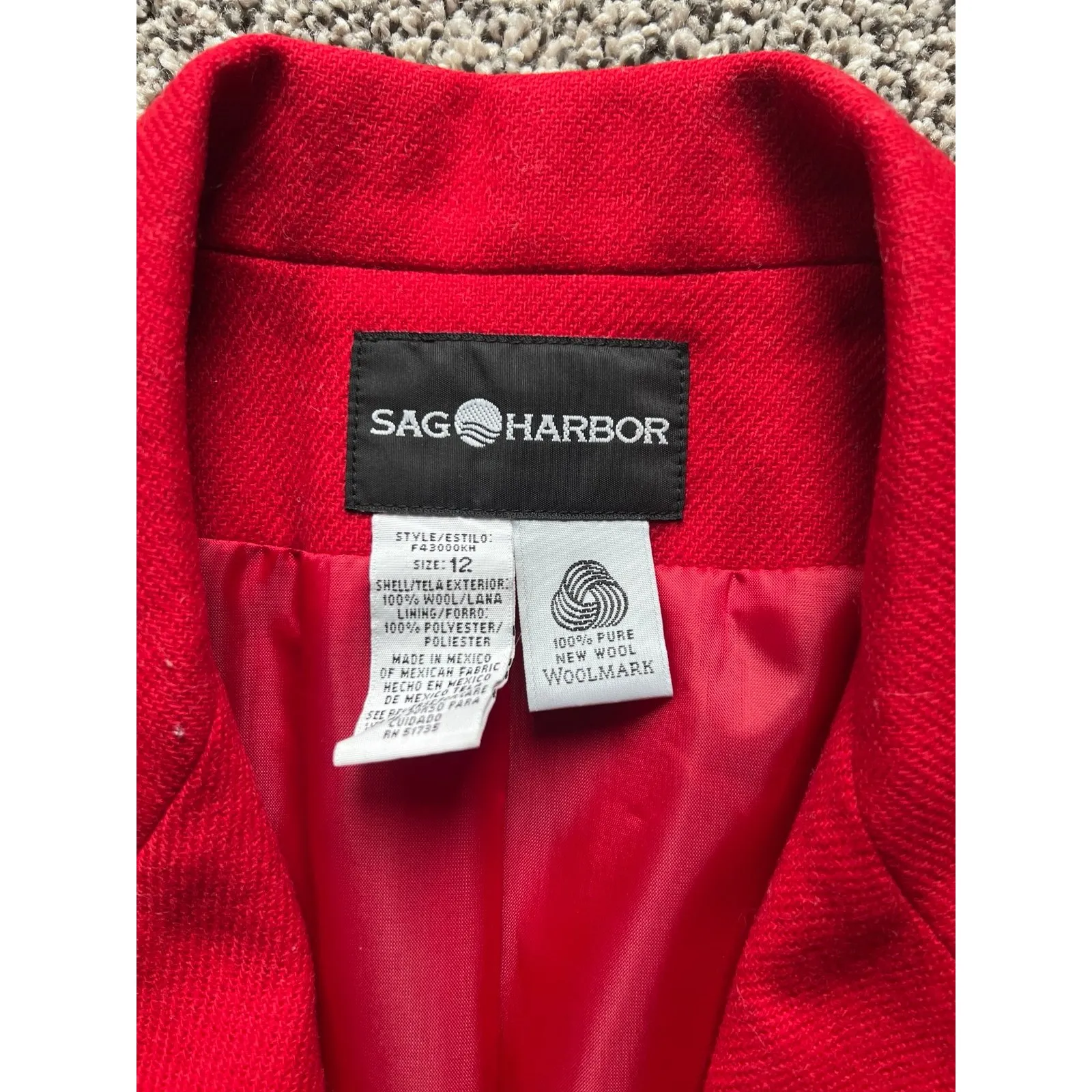 Sag‎ Harbor Red Wool Blazer size 12 - Image 3