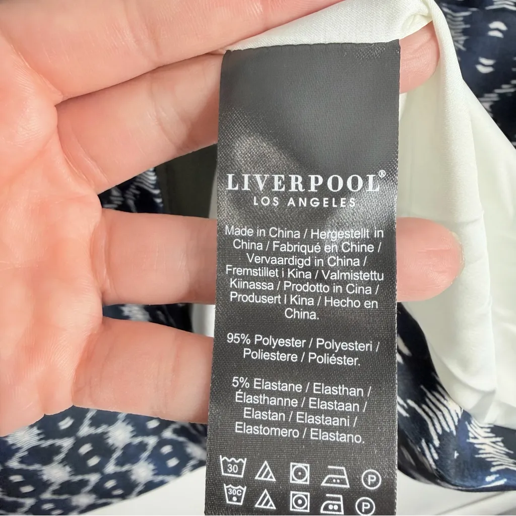 LIVERPOOL Navy Batik Pattern Relaxed One-Button Blazer XL Business Casual - Image 6