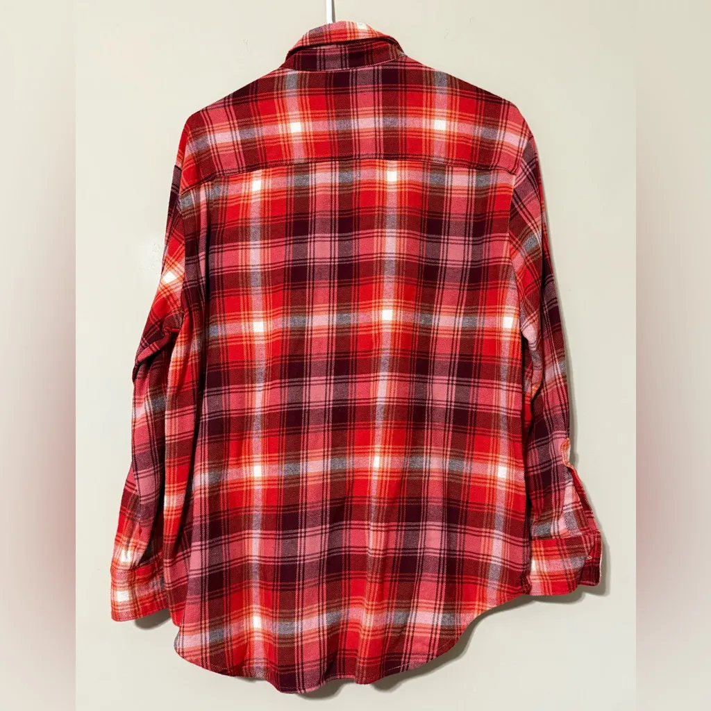 Old Navy womens medium The Boyfriend Shirt long sleeve plaid button front hi low - Image 8