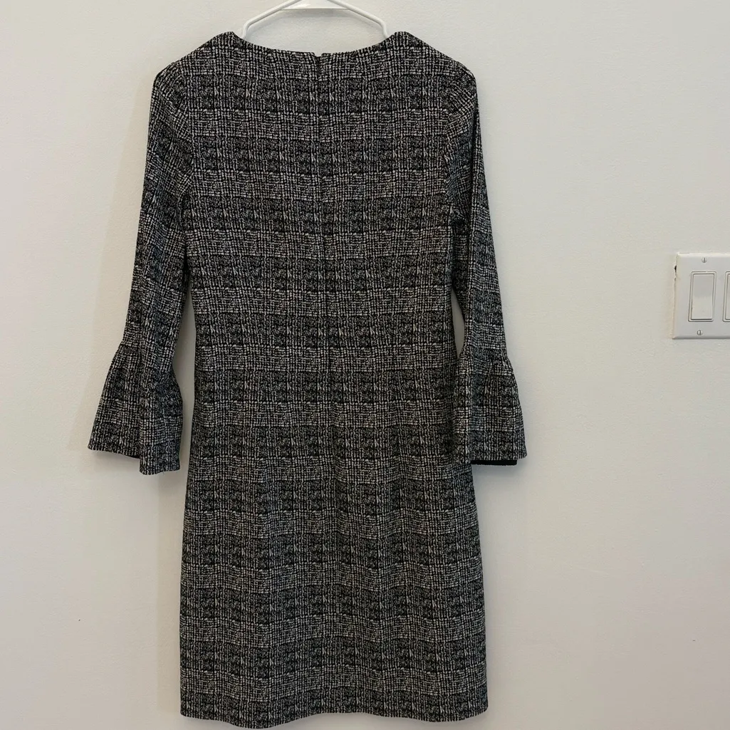 Hobb London Shift Dress Houndstooth tweed Cream, Gray, Black Size 4 - Image 4