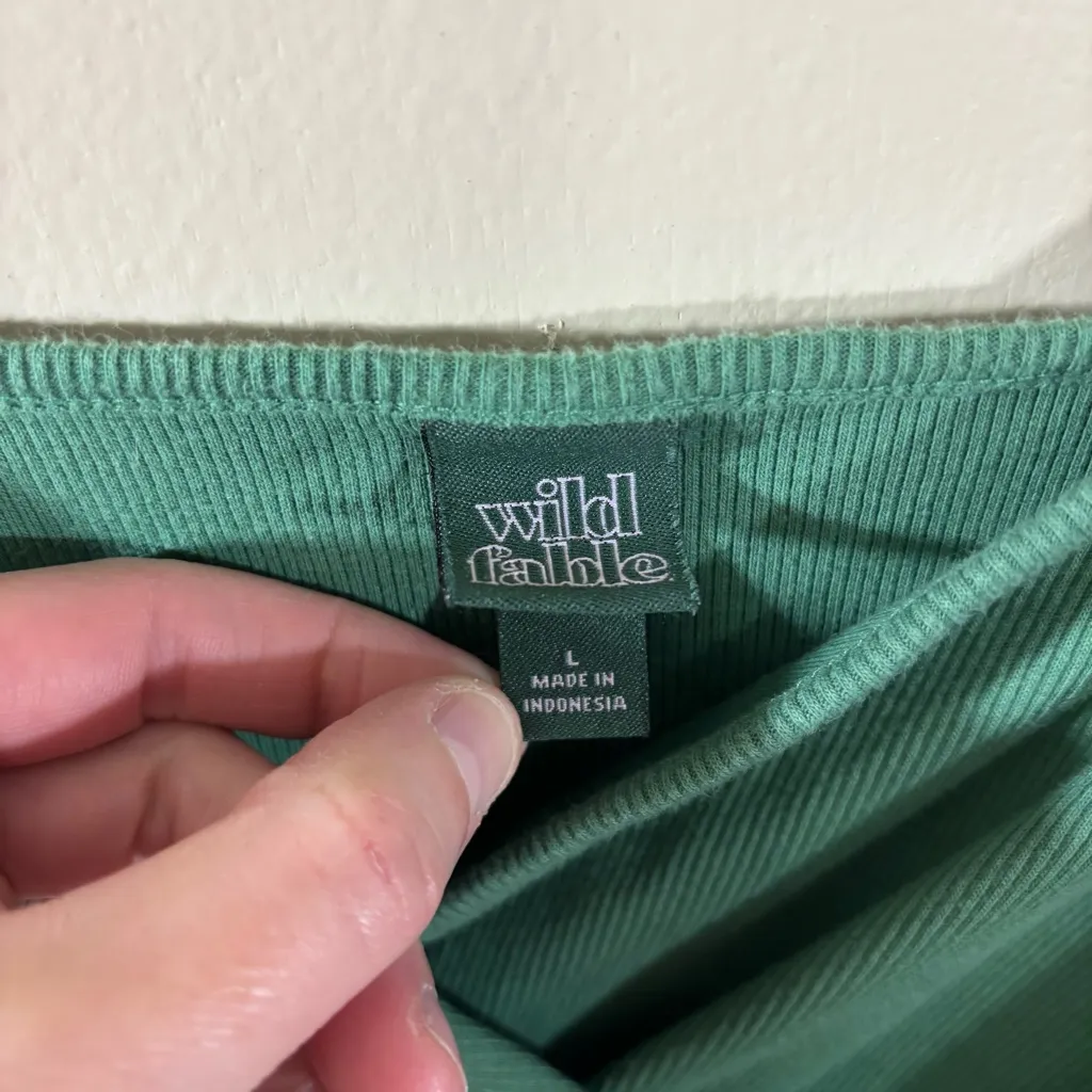Wild Fable Green Ribbed Mini Dress Size L - Image 2