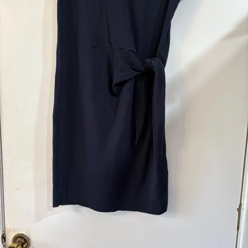 Kit & Ace TIE BRUSHED DRESS Blue Side Knot knotted Bow Active Soft Raw Hem Small - Image 2
