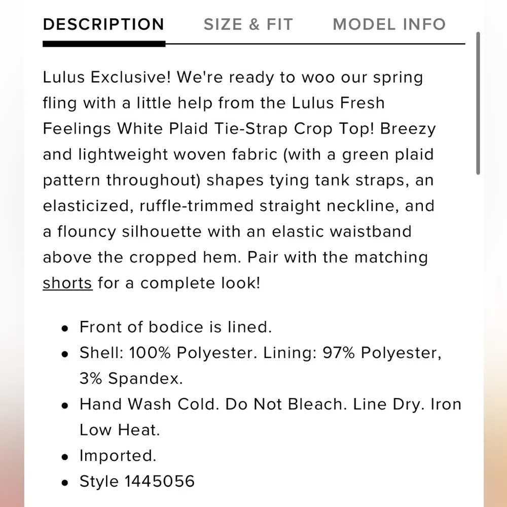 White Plaid Tie Strap Crop Top - Image 9