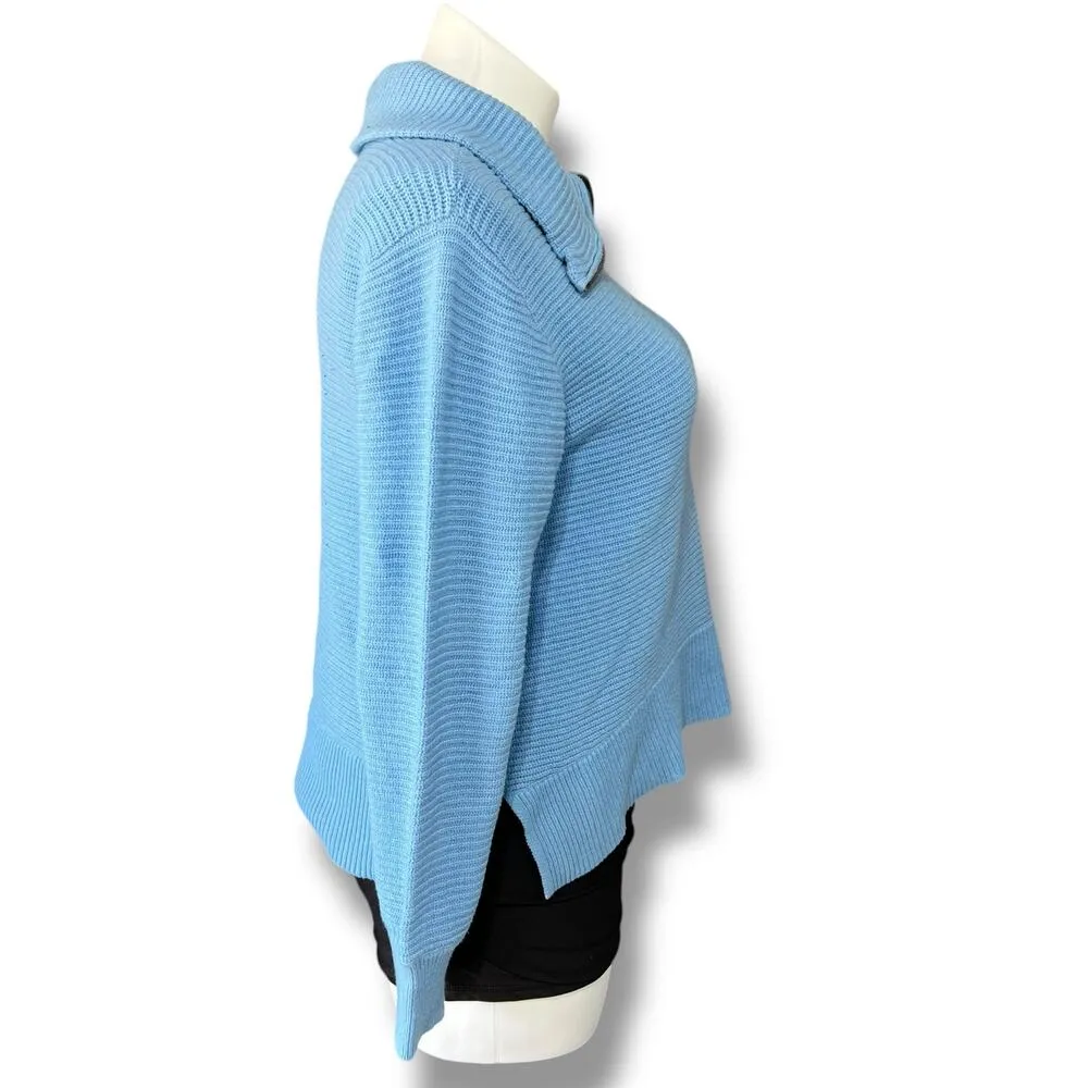 Sonoma Womens Knit Sweater Pullover Quarter Zip High Collar Relaxed Fit Blue 0X - Image 3