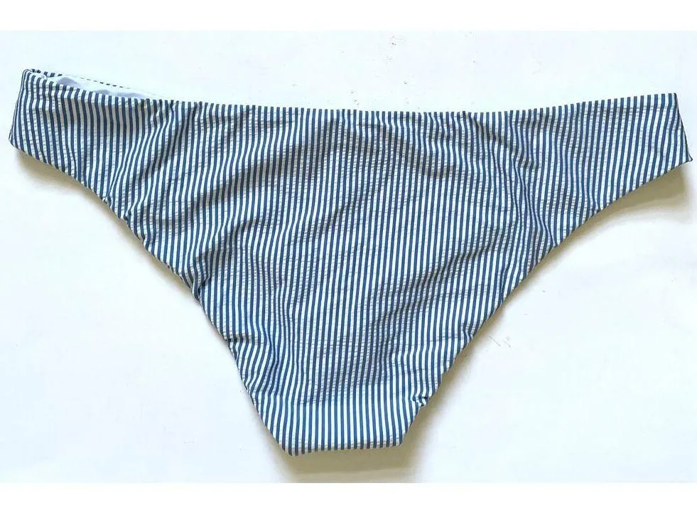 J. Crew Striped Full Coverage Bikini Bottom Blue White Size XXL NEW - Image 4
