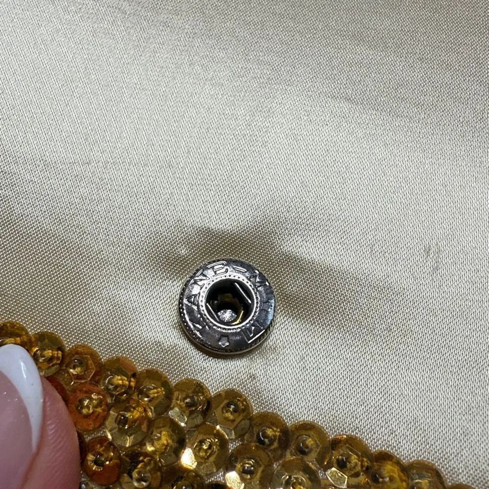 50s 60s Vintage La Regale Gold Beaded Sequin Satin Clutch - Image 2