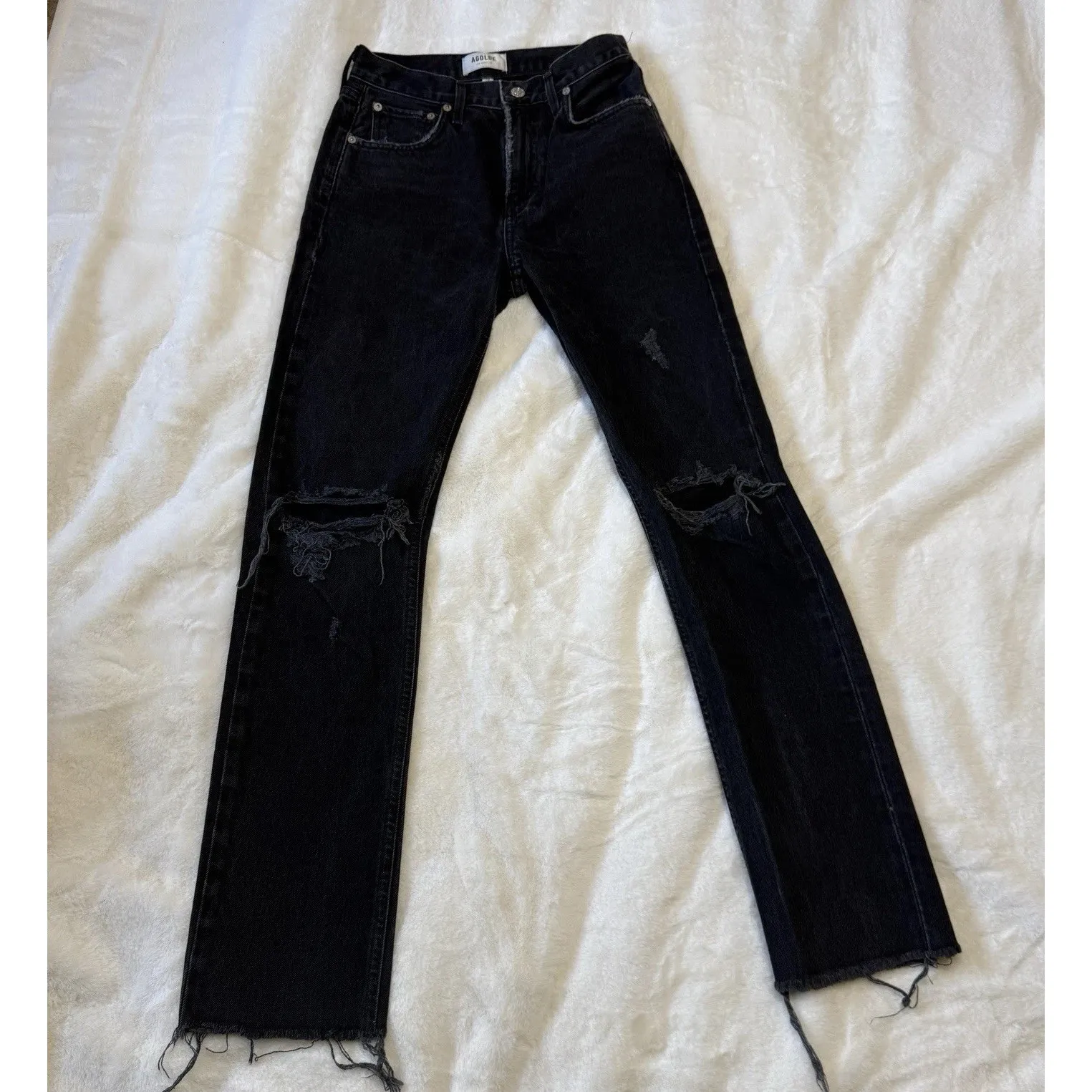 AGOLDE Cherie HIGH RISE STRAIGHT Fit Size 24x 29L Made in USA Black - Image 2