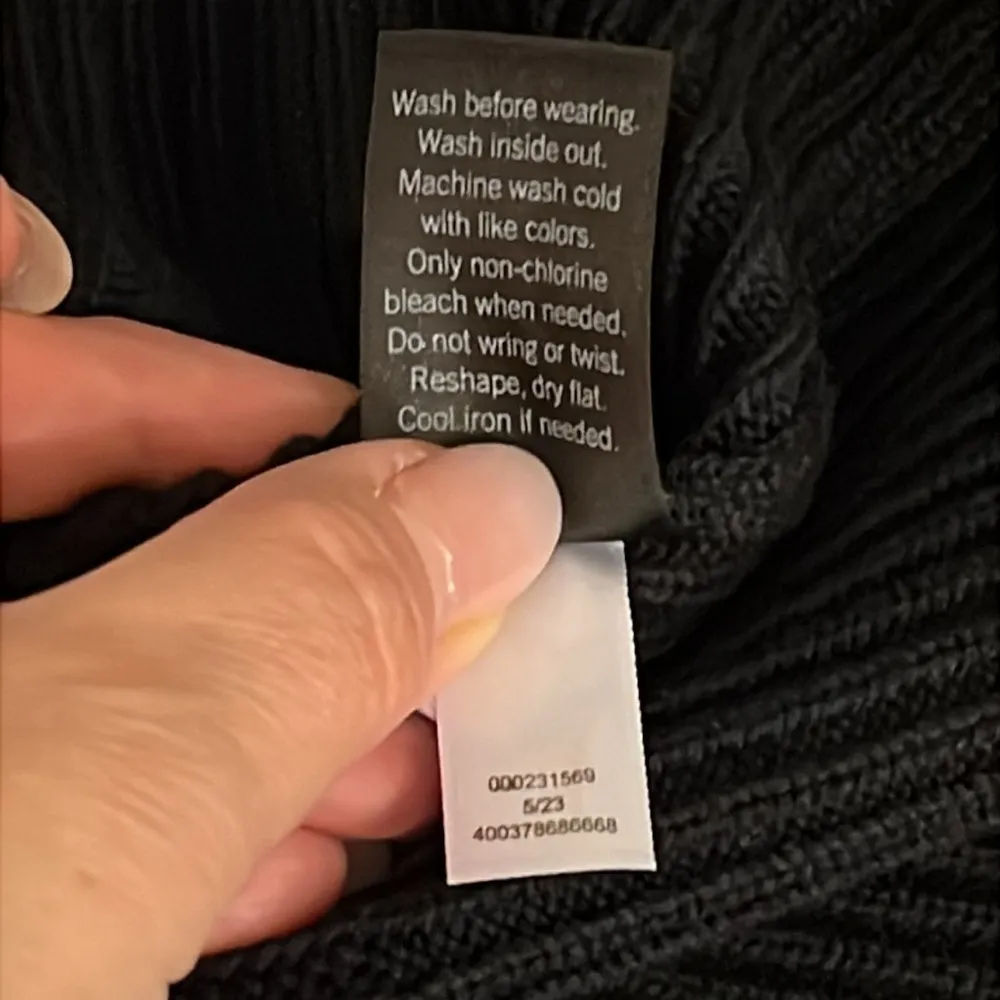 FLX cotton blend cropped pullover sweater, crew neck, pocket, black, size S Black - Image 12