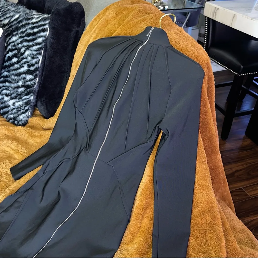 Mugler Fall 2016 Collection Black Paneled Bandage Dress Size 8 - Image 7