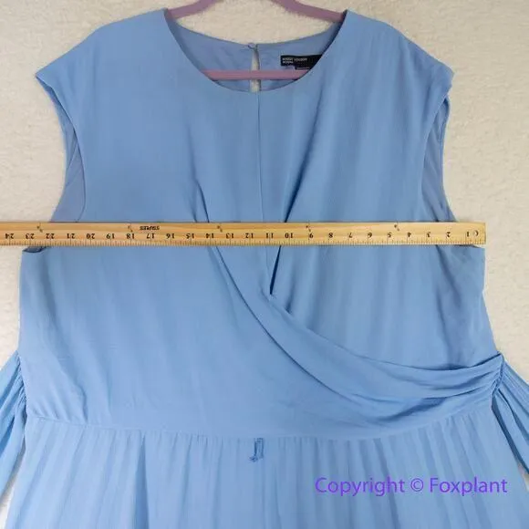 New! Maggy London blue tie waist faux wrap round neck sleeveless drses, size 24W - Image 6