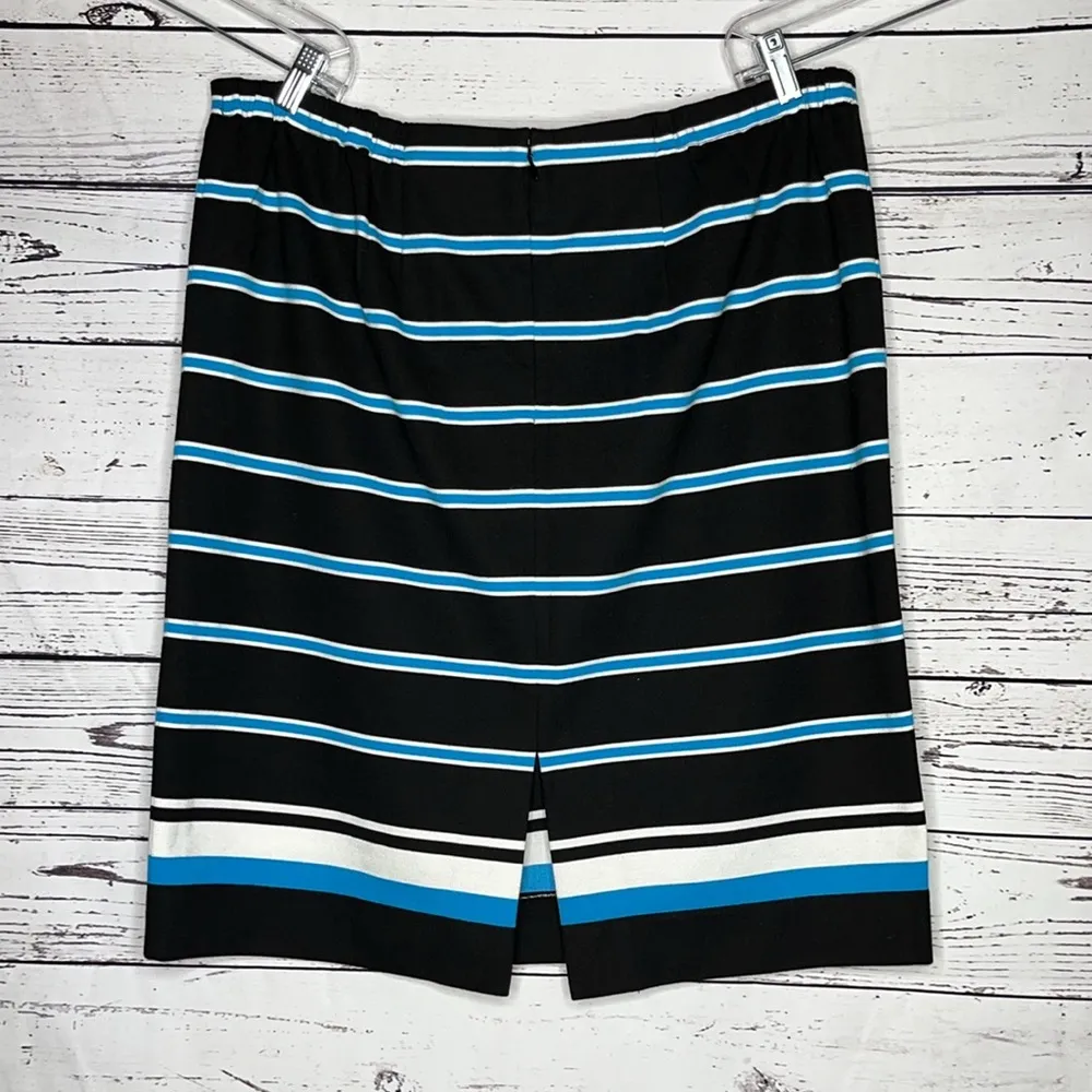 Cato Woman Size 18/20W Black & Blue Stripe Rayon Knit Straight Pencil Skirt - Image 2