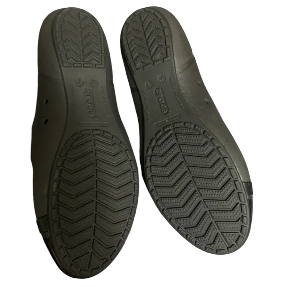 Croc’s black/gray patent leather toe cap women's size 7 Ballet Flats Slip On - Image 4