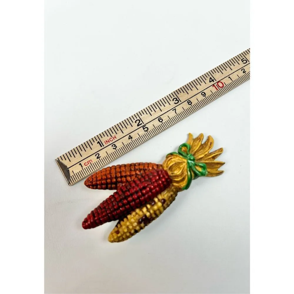 Papel Giftware Vintage Pin Brooch Thanksgiving Harvest Corn Red Orange Yellow Us - Image 5