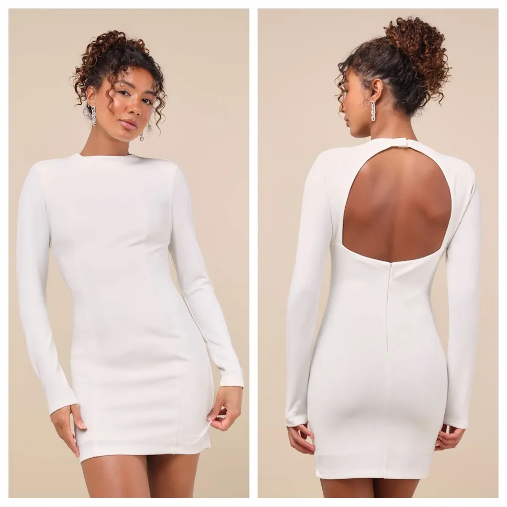 Lulus All That You Wish For White Mock Neck Cutout Bodycon
Dress - Image 2