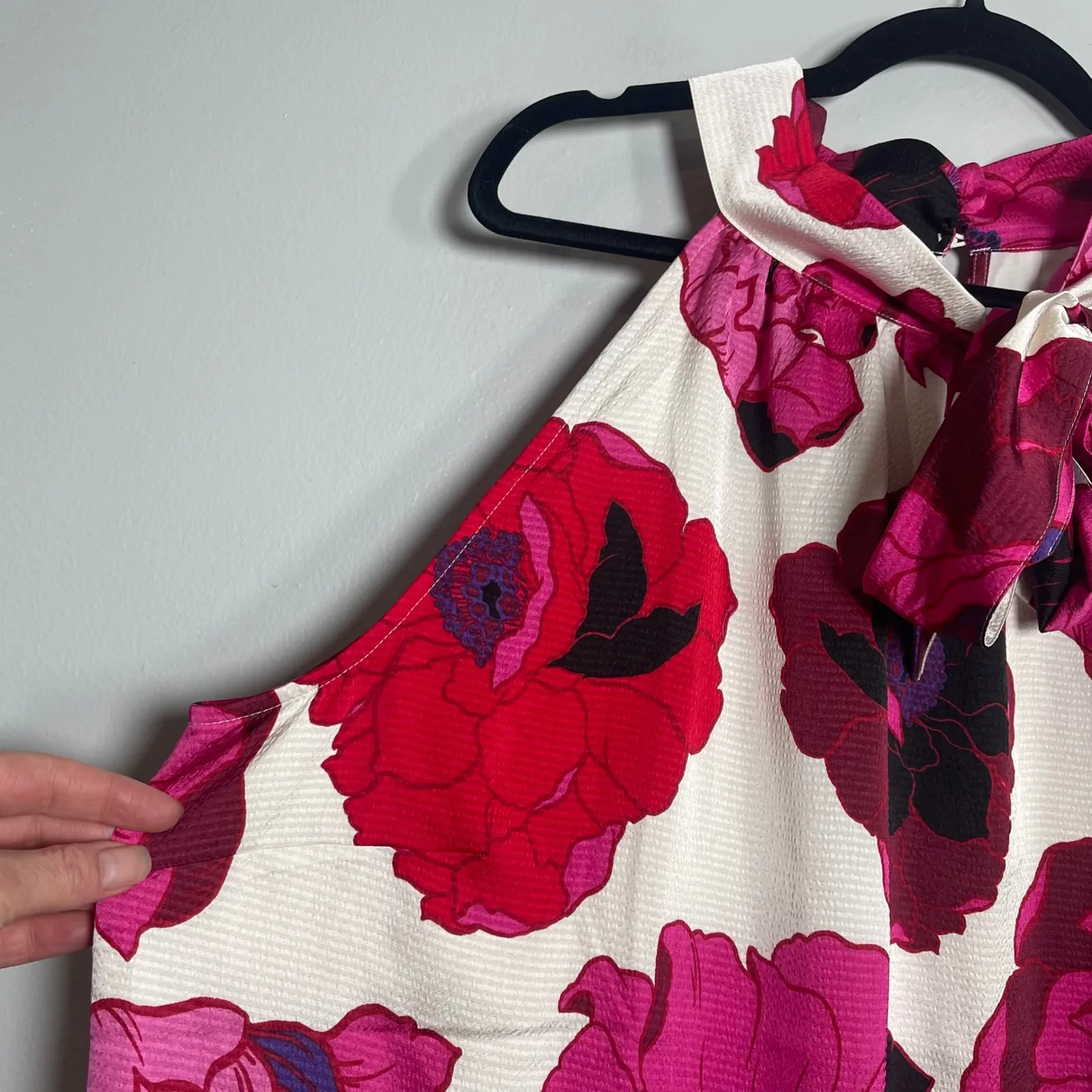 TALBOTS Tie Neck Halter Top Plus Size 2X Pink NEW Floral Modern Colorful Flower - Image 4