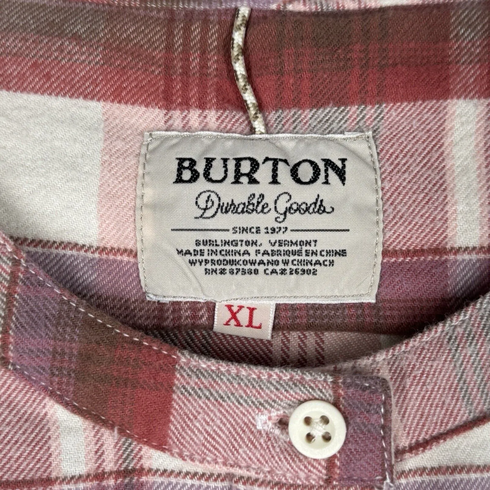 Burton Shirt Womens XL Red Cream Plaid Darcie‎ Button Up Heritage Cabin Campcore - Image 6